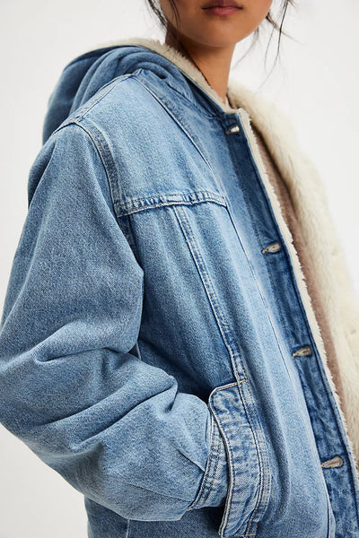 FREE PEOPLE ASHER COZY DENIM JACKET