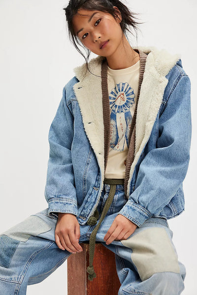 FREE PEOPLE ASHER COZY DENIM JACKET