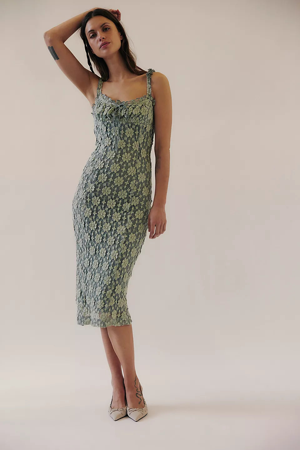 FREE PEOPLE DRESS LUCINDA LACE MIDI