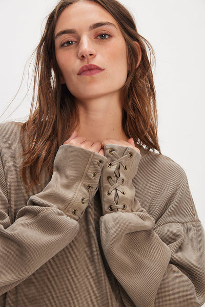 FREE PEOPLE LAPIS CUFF LONG SLEEVE TOP