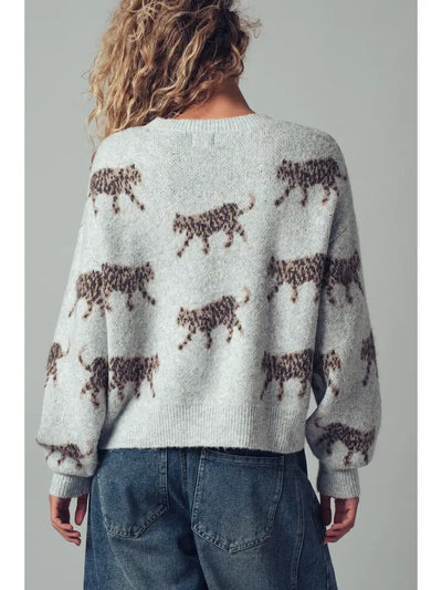 URBAN DAIZY LEOPARD KNIT CREWNECK