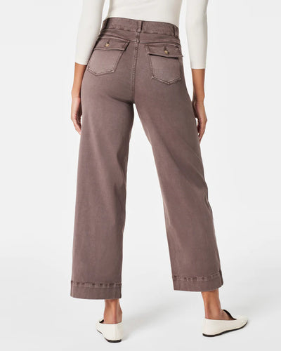 STRETCH TWILL CROP WIDE LEG PANTS