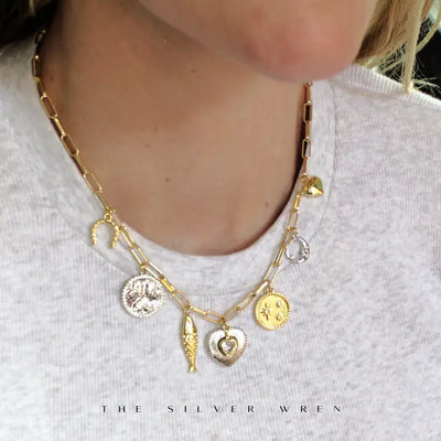 SILVER WREN 2 TONE MULTI CHARM NECKLACE
