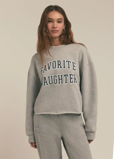 FAVORITE DAUGHTER CROPPED COLLEGIATE SWEATSHIRT
