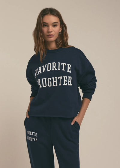 FAVORITE DAUGHTER CROPPED COLLEGIATE SWEATSHIRT